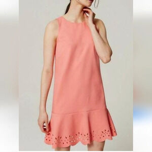 💚5/$25 LOFT PEONY FLORAL LASER CUT CASUAL FLOUNCE SHIFT DRESS Size 4 PETITE